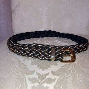 Belt. Braided black and gold metallic. 33”